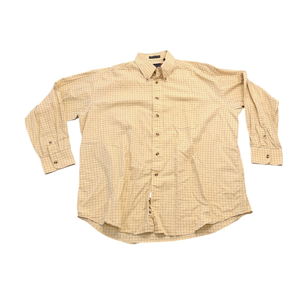 FA MacCluer Harvest Twill Shirt Mens XL Yellow Check Long Sleeve Button Down